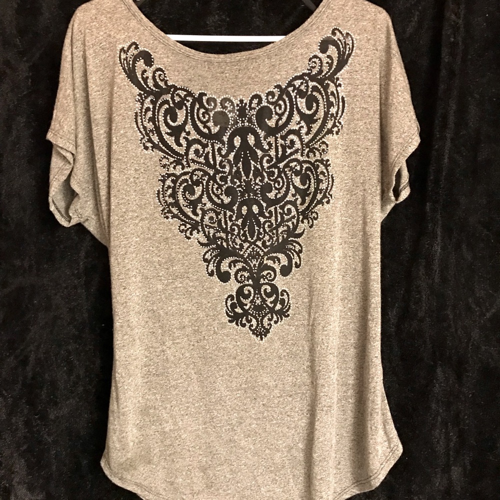💎 Vocal 💎 Embellished Top - L - Gray